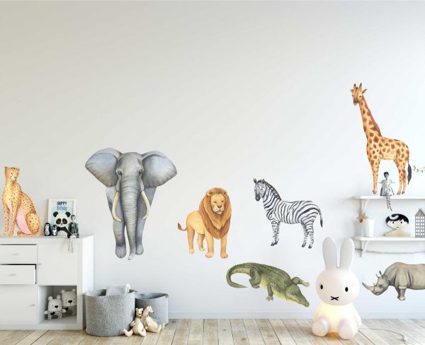 African Safari Animals Wall Decals | Kids Room Safari Wall Art | Safari Nursery Decor