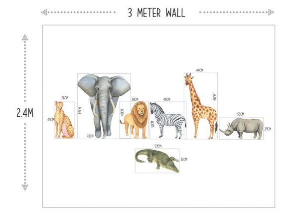 African Safari Animals Wall Decals | Kids Room Safari Wall Art | Safari Nursery Decor