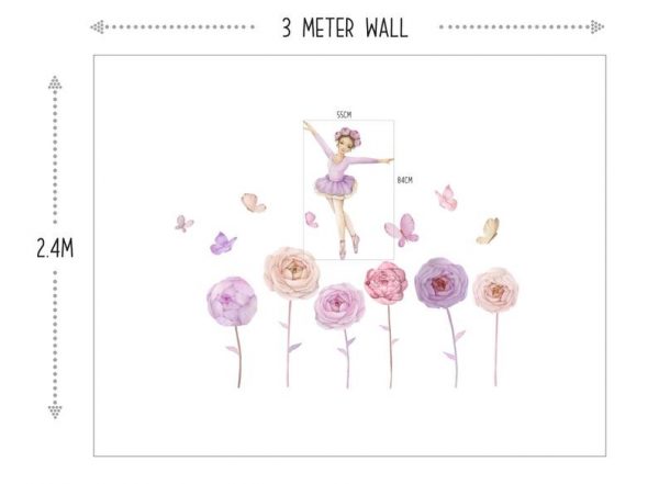Ballerina Wall Decal | Dancing Girl | Ballerina with Butterfly | Ballerina with Flowers Decals