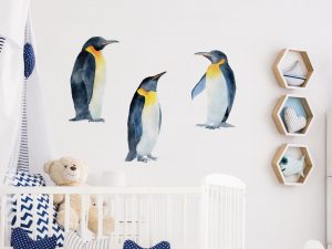 Beautiful watercolor Three Penguin Decals