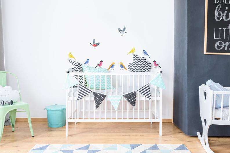 Birds Wall Decals | Watercolour | Fabric Wall Decals 02 Birds Wall Decals | Watercolour | Fabric Wall Decals