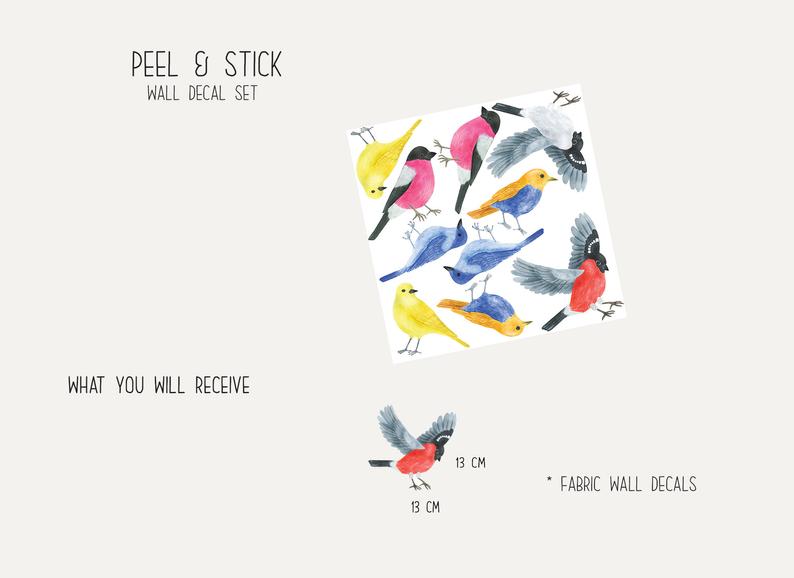 Birds Wall Decals | Watercolour | Fabric Wall Decals 03 Birds Wall Decals | Watercolour | Fabric Wall Decals