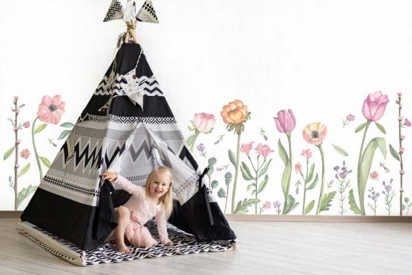 Make A Meadow Large - Fabric Wall Decal - Flower Shop - Poppy Mix