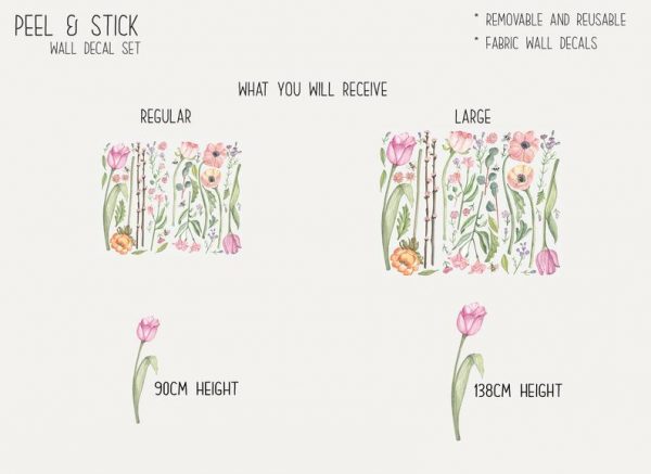 Make A Meadow Large - Fabric Wall Decal - Flower Shop - Poppy Mix