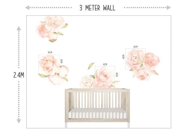Peach Peony Flowers Wall Sticker