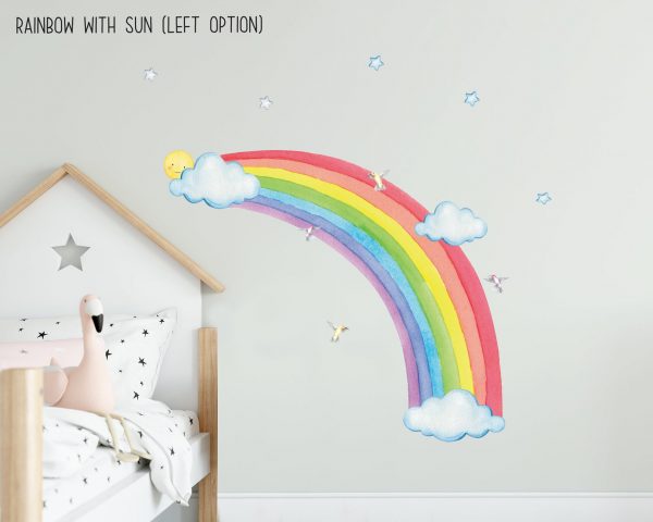 Rainbow with Sun | Fabric Wall Decal | Rainbow Wall Decal |