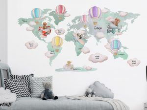 Teddy Bears Around the World | World Map Wall Decals