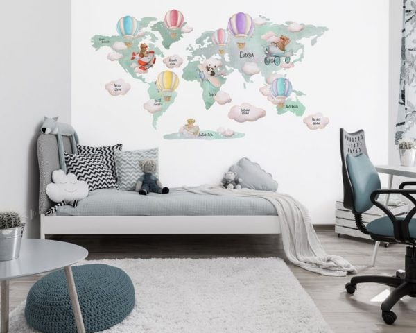 Teddy Bears Around the World | World Map Wall Decals