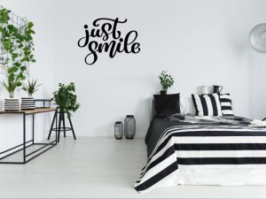 JUST SMILE QUOTE DECAL WALL