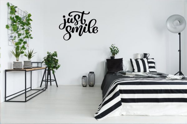 JUST SMILE QUOTE DECAL WALL