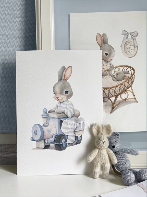 Cute Bunny on the Train | Prints