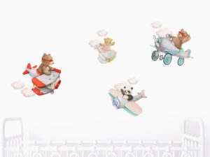 Cute teddy bears flying on plane_04