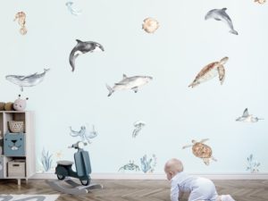 Undersea world Watercolor Wall Decals 01