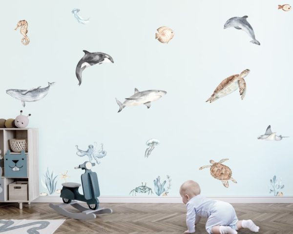 Undersea world Watercolor Wall Decals 01