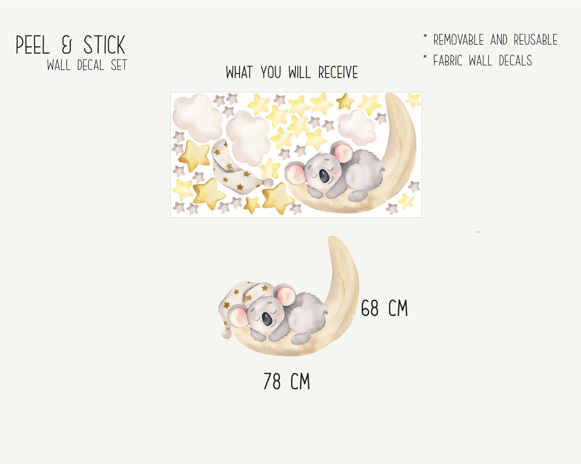 Cute Baby Koala Sleeping On The Moon_02 Cute Baby Koala Sleeping On The Moon_01