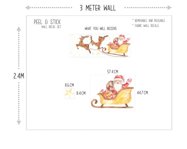 Santa Claus in Reindeer Sleigh - Facing LEFT |