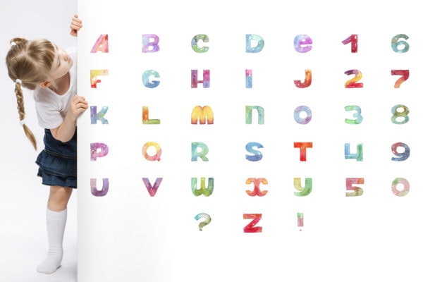 Watercolor Letters and numbers
