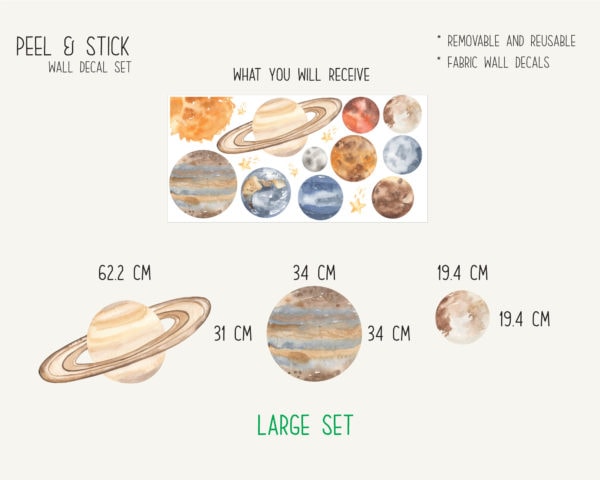 Watercolour Planets Individual Wall Decals_01