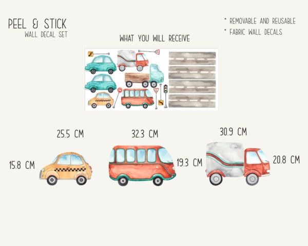 Watercolor-Transport-by-land-wall-decals---SET-file-Option-1