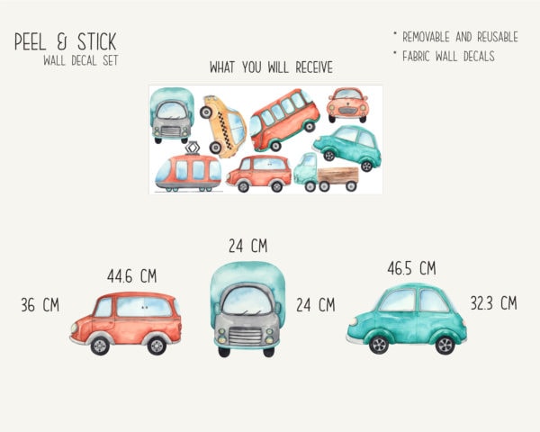 Watercolor-Transport-by-land-wall-decals---SET-file-Option-1
