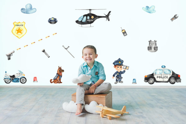 Watercolor children's Police collection_06