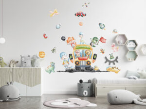 Dinosaur Kids in Space Wall Decals